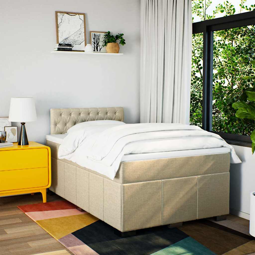 Boxspring met matras stof crèmekleurig 120x200 cm is nu te koop bij PeponiXL, paradijselijk wonen!