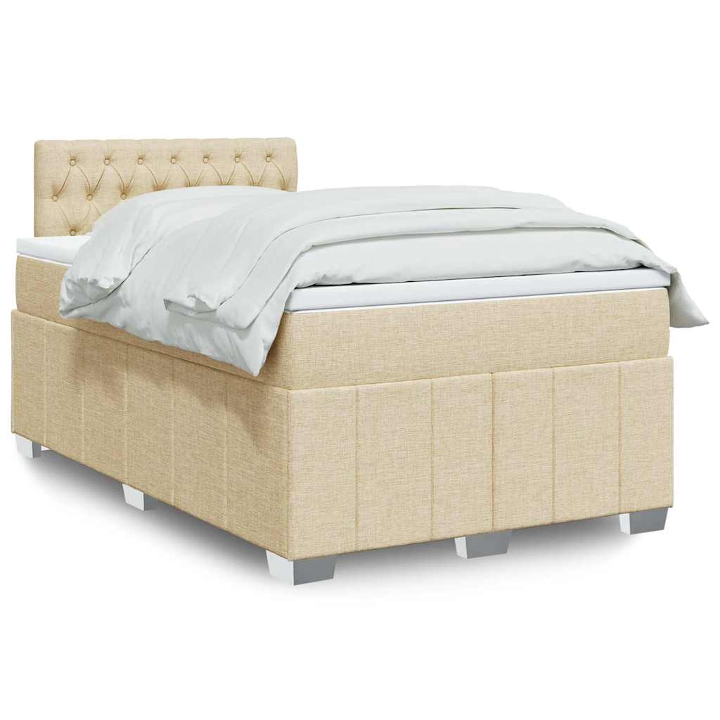 Boxspring met matras stof crèmekleurig 120x200 cm is nu te koop bij PeponiXL, paradijselijk wonen!