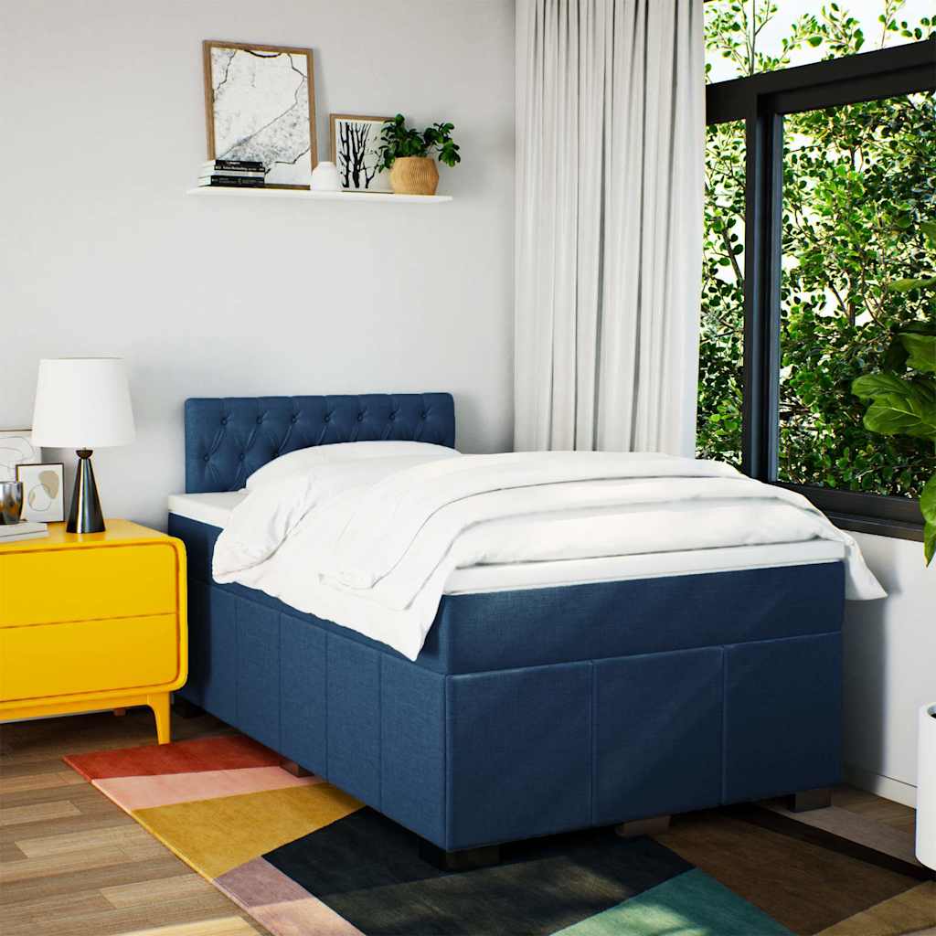 Boxspring met matras stof blauw 120x200 cm is nu te koop bij PeponiXL, paradijselijk wonen!
