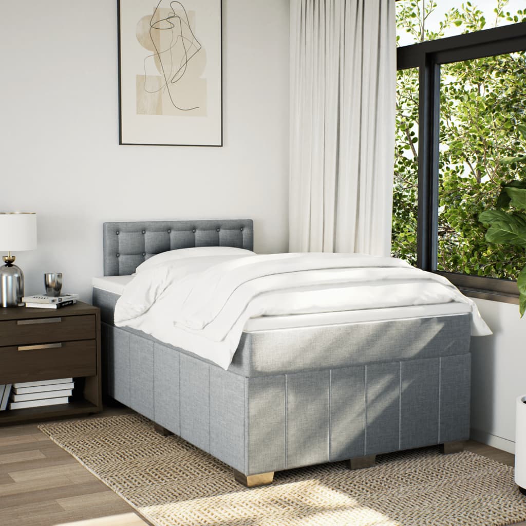 Boxspring met matras stof lichtgrijs 120x200 cm is nu te koop bij PeponiXL, paradijselijk wonen!
