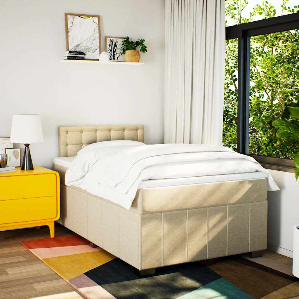 Boxspring met matras stof crèmekleurig 120x200 cm is nu te koop bij PeponiXL, paradijselijk wonen!