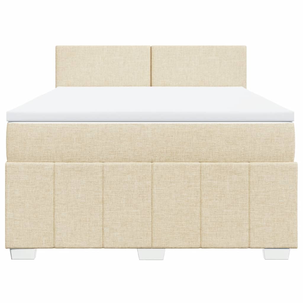 Boxspring met matras stof crèmekleurig 140x190 cm is nu te koop bij PeponiXL, paradijselijk wonen!