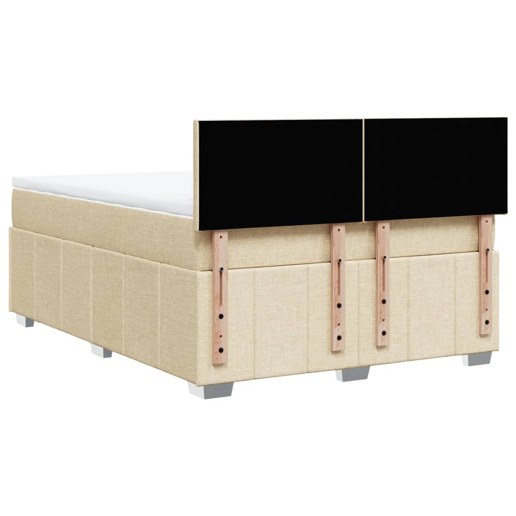 Boxspring met matras stof crèmekleurig 140x190 cm is nu te koop bij PeponiXL, paradijselijk wonen!