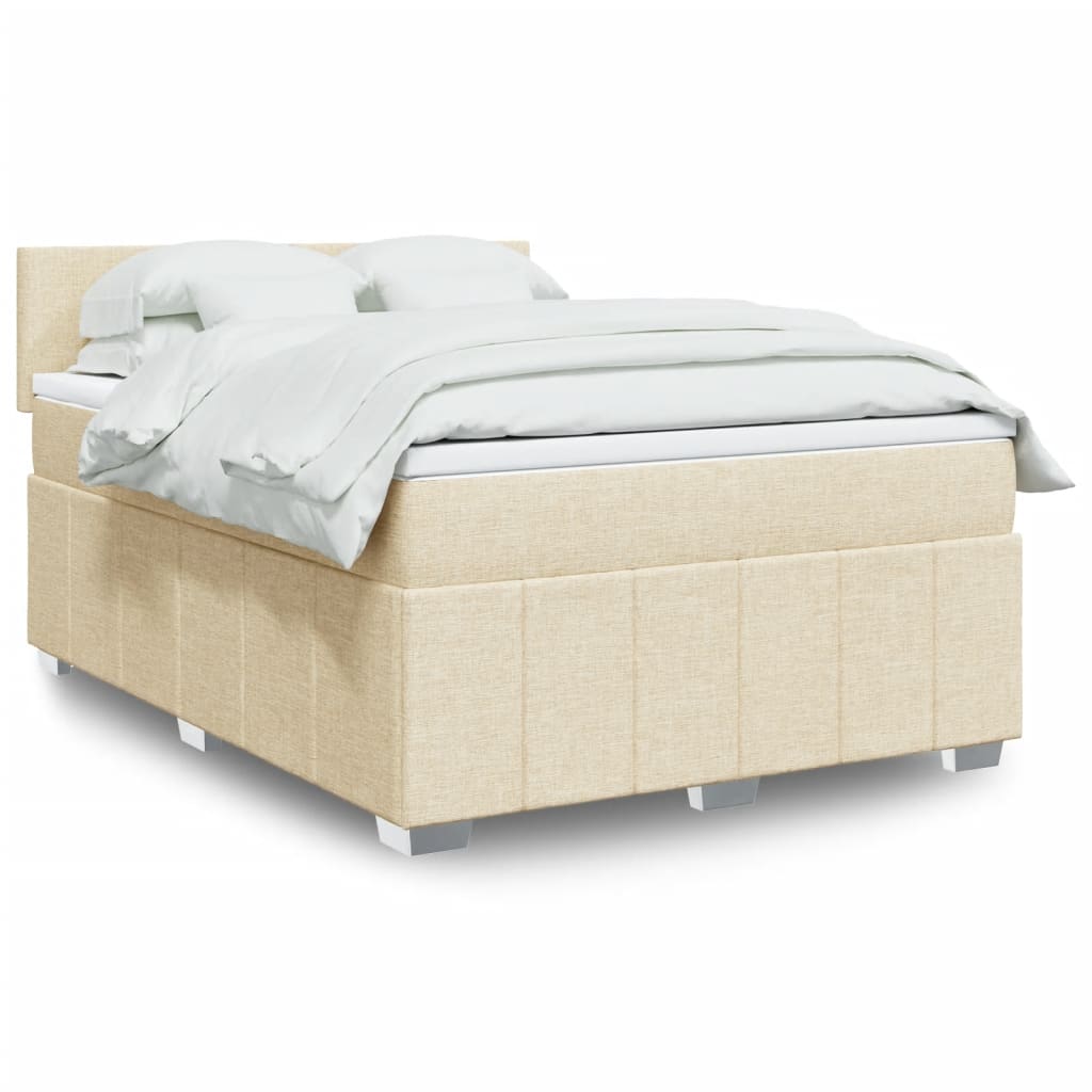 Boxspring met matras stof crèmekleurig 140x190 cm is nu te koop bij PeponiXL, paradijselijk wonen!