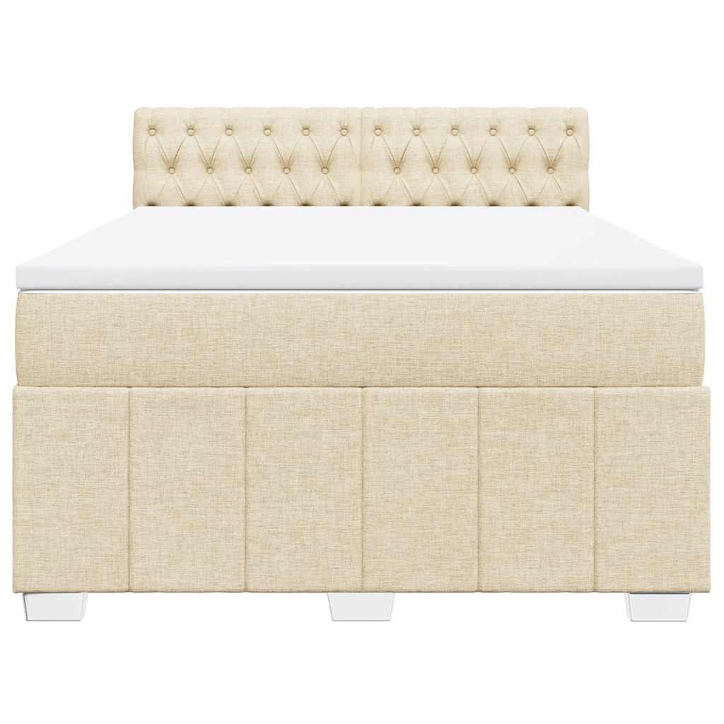 Boxspring met matras stof crèmekleurig 140x190 cm is nu te koop bij PeponiXL, paradijselijk wonen!