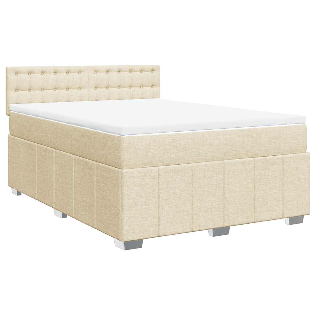Boxspring met matras stof crèmekleurig 140x190 cm is nu te koop bij PeponiXL, paradijselijk wonen!