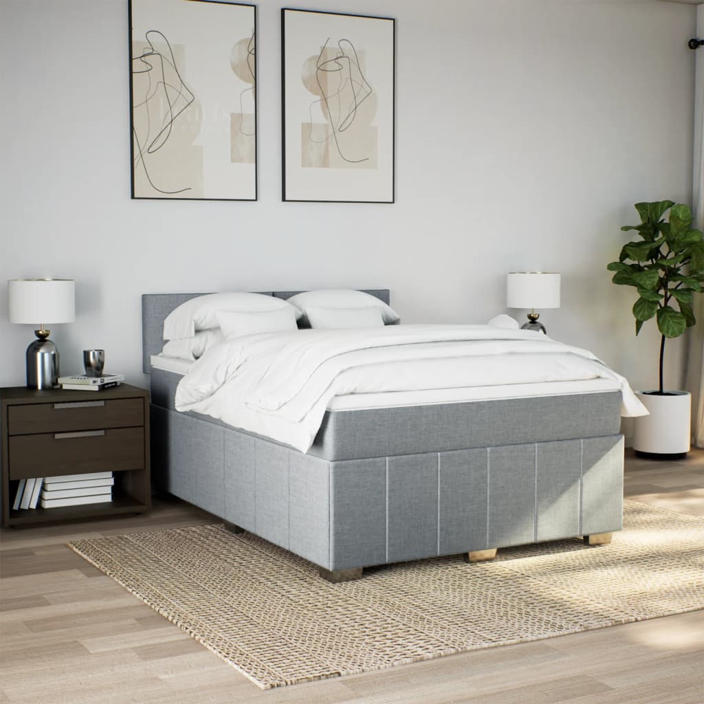 Boxspring met matras stof lichtgrijs 140x200 cm is nu te koop bij PeponiXL, paradijselijk wonen!