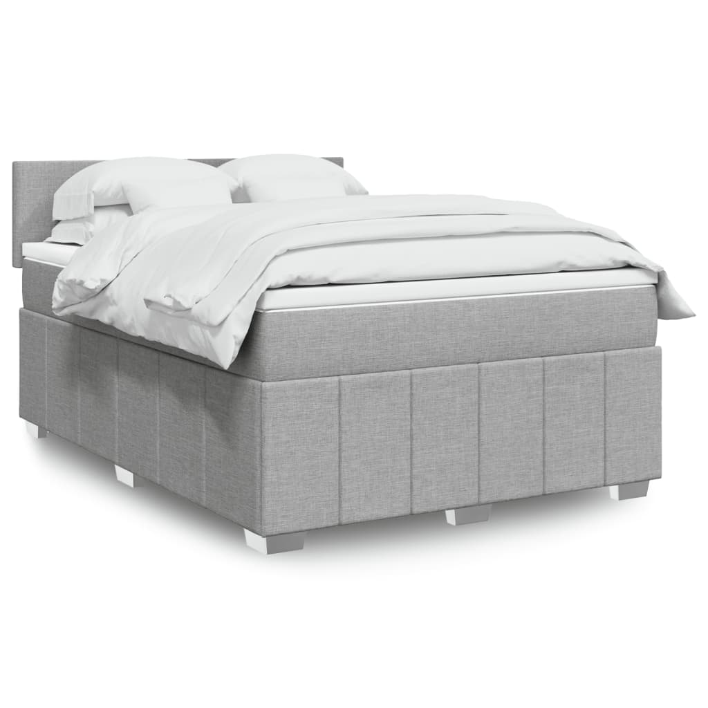 Boxspring met matras stof lichtgrijs 140x200 cm is nu te koop bij PeponiXL, paradijselijk wonen!