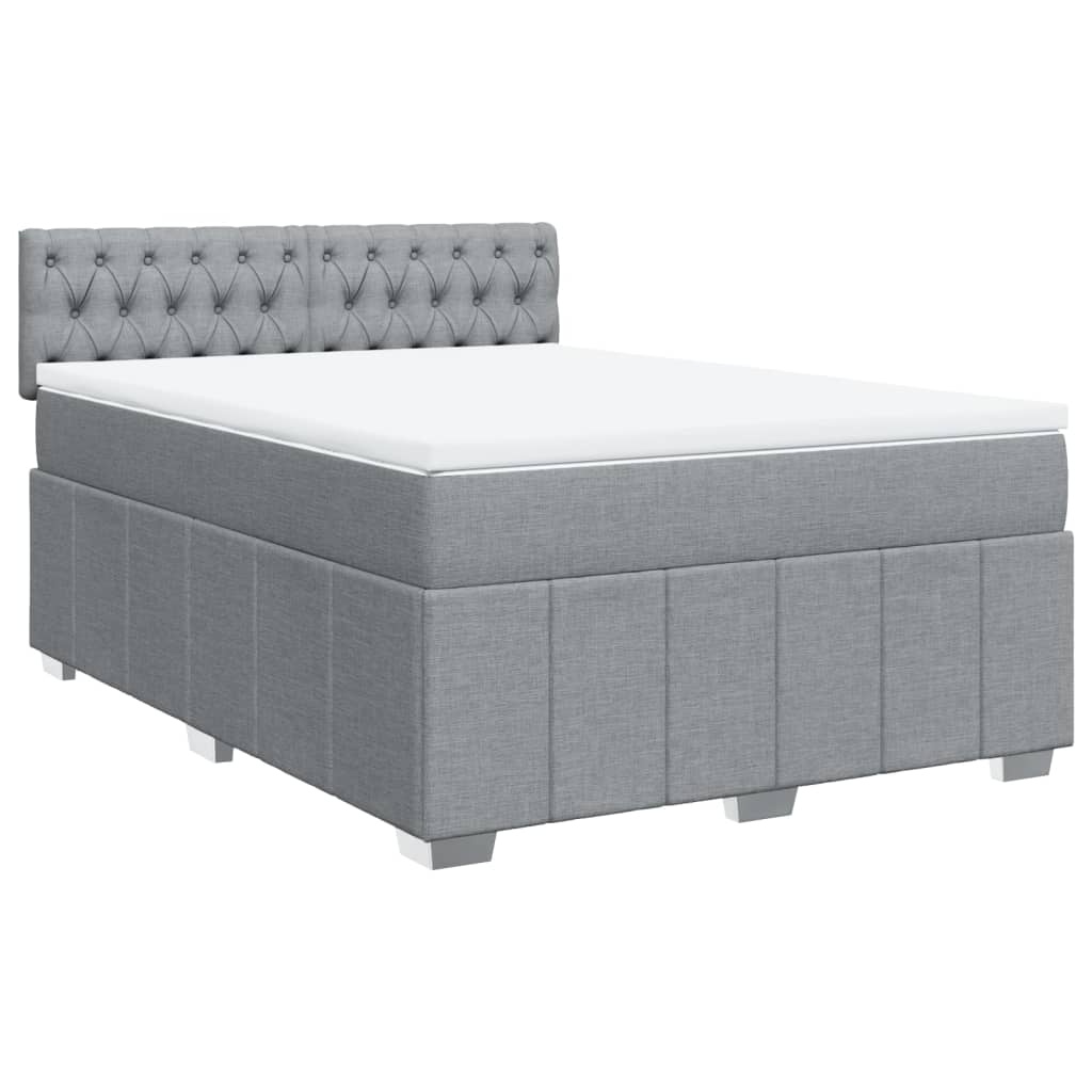 Boxspring met matras stof lichtgrijs 140x200 cm is nu te koop bij PeponiXL, paradijselijk wonen!