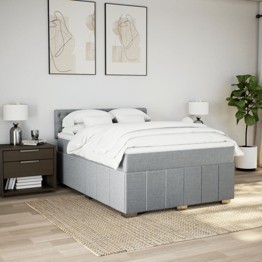 Boxspring met matras stof lichtgrijs 140x200 cm is nu te koop bij PeponiXL, paradijselijk wonen!
