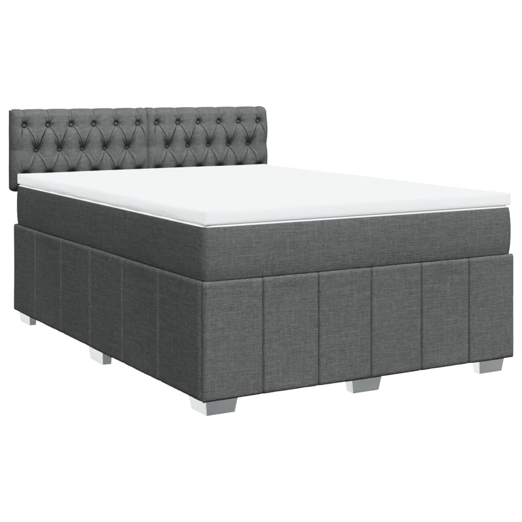 Boxspring met matras stof donkergrijs 140x200 cm is nu te koop bij PeponiXL, paradijselijk wonen!