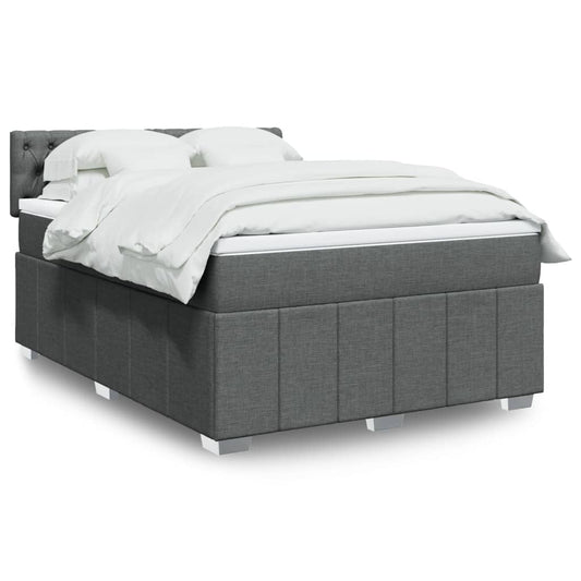 Boxspring met matras stof donkergrijs 140x200 cm is nu te koop bij PeponiXL, paradijselijk wonen!