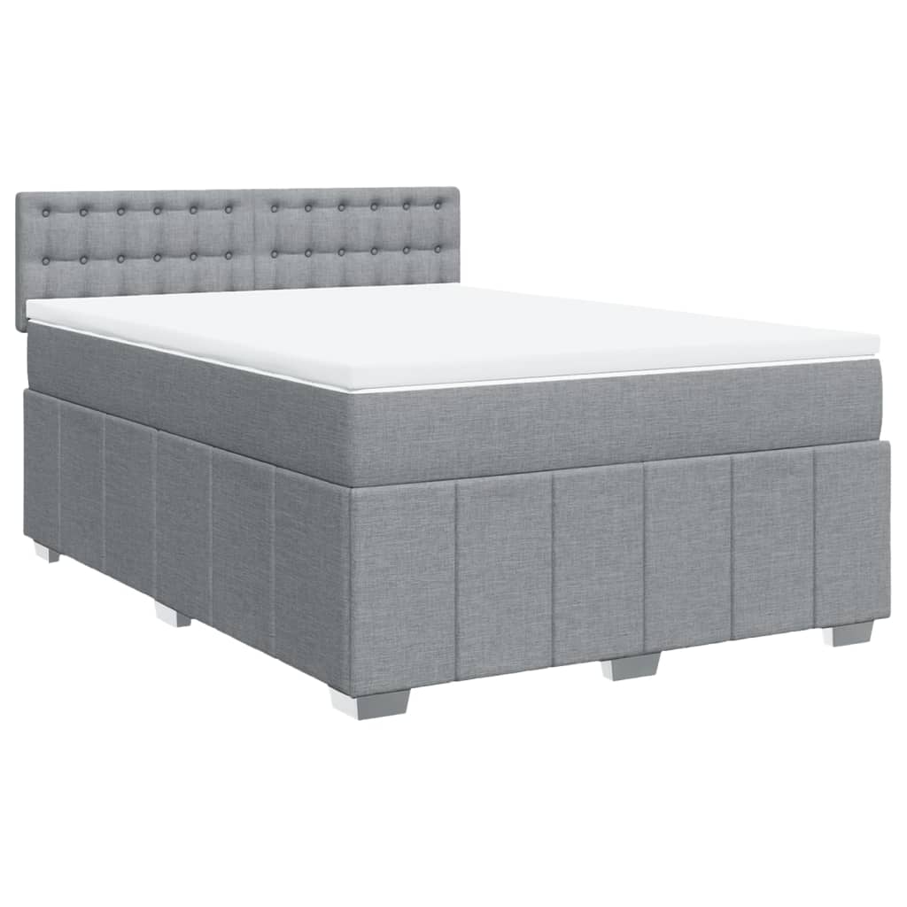 Boxspring met matras stof lichtgrijs 140x200 cm is nu te koop bij PeponiXL, paradijselijk wonen!