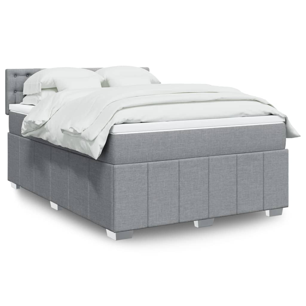Boxspring met matras stof lichtgrijs 140x200 cm is nu te koop bij PeponiXL, paradijselijk wonen!