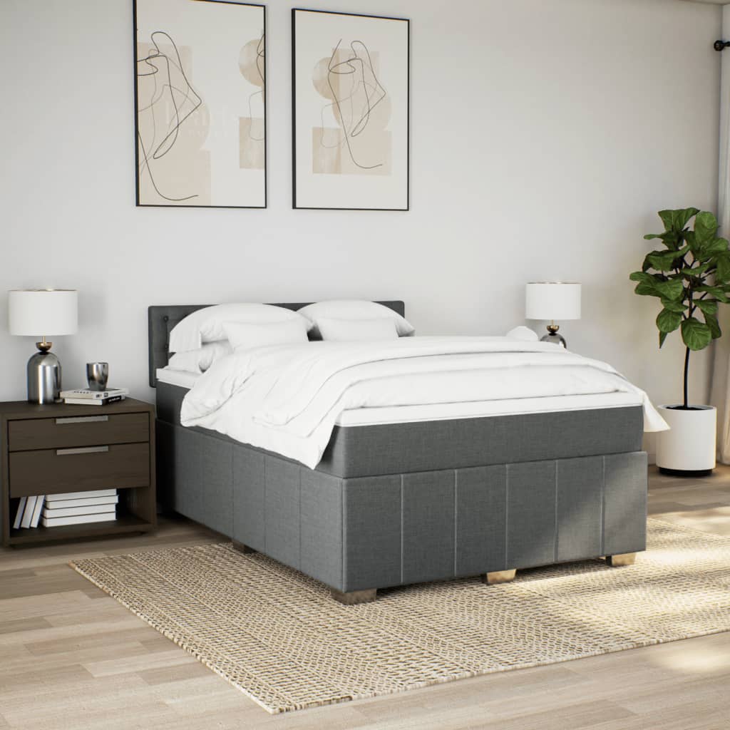 Boxspring met matras stof donkergrijs 140x200 cm is nu te koop bij PeponiXL, paradijselijk wonen!