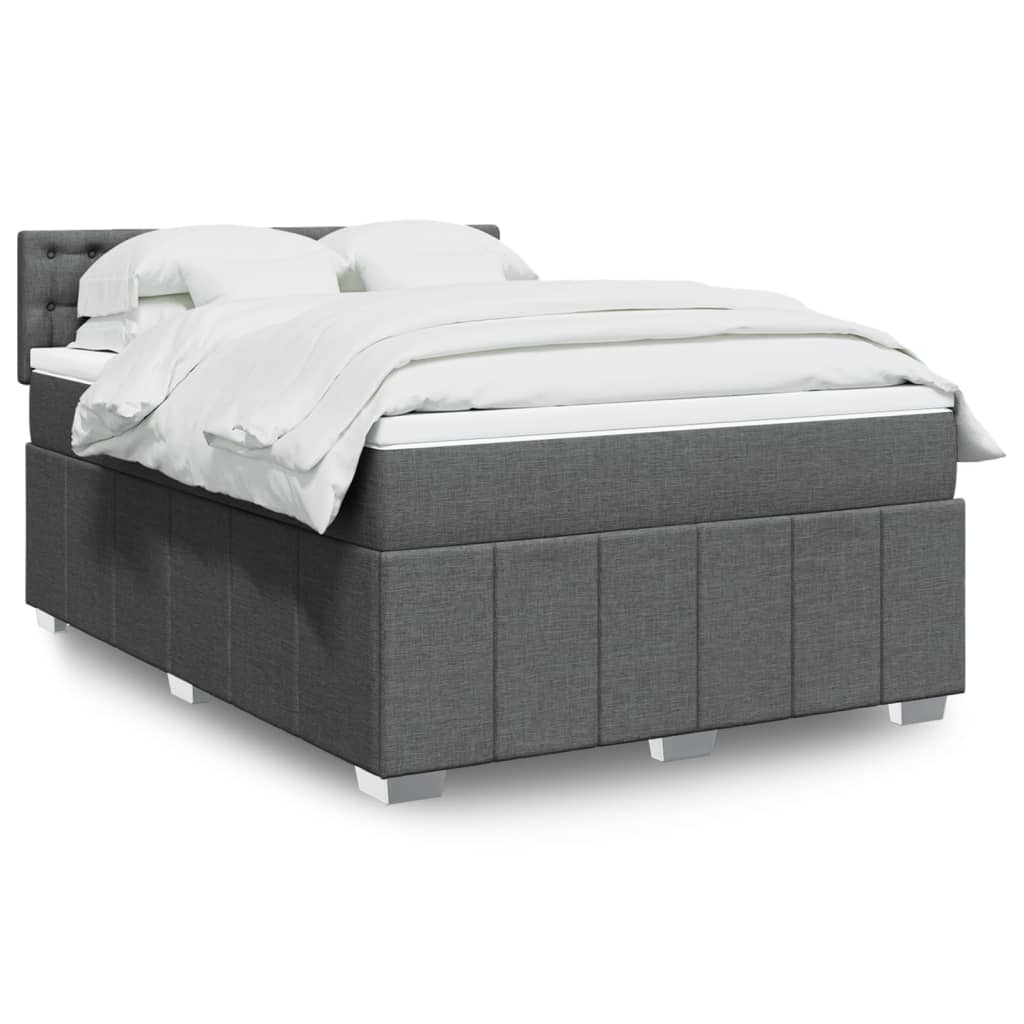 Boxspring met matras stof donkergrijs 140x200 cm is nu te koop bij PeponiXL, paradijselijk wonen!