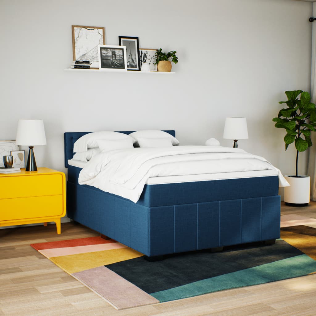 Boxspring met matras stof blauw 140x200 cm is nu te koop bij PeponiXL, paradijselijk wonen!