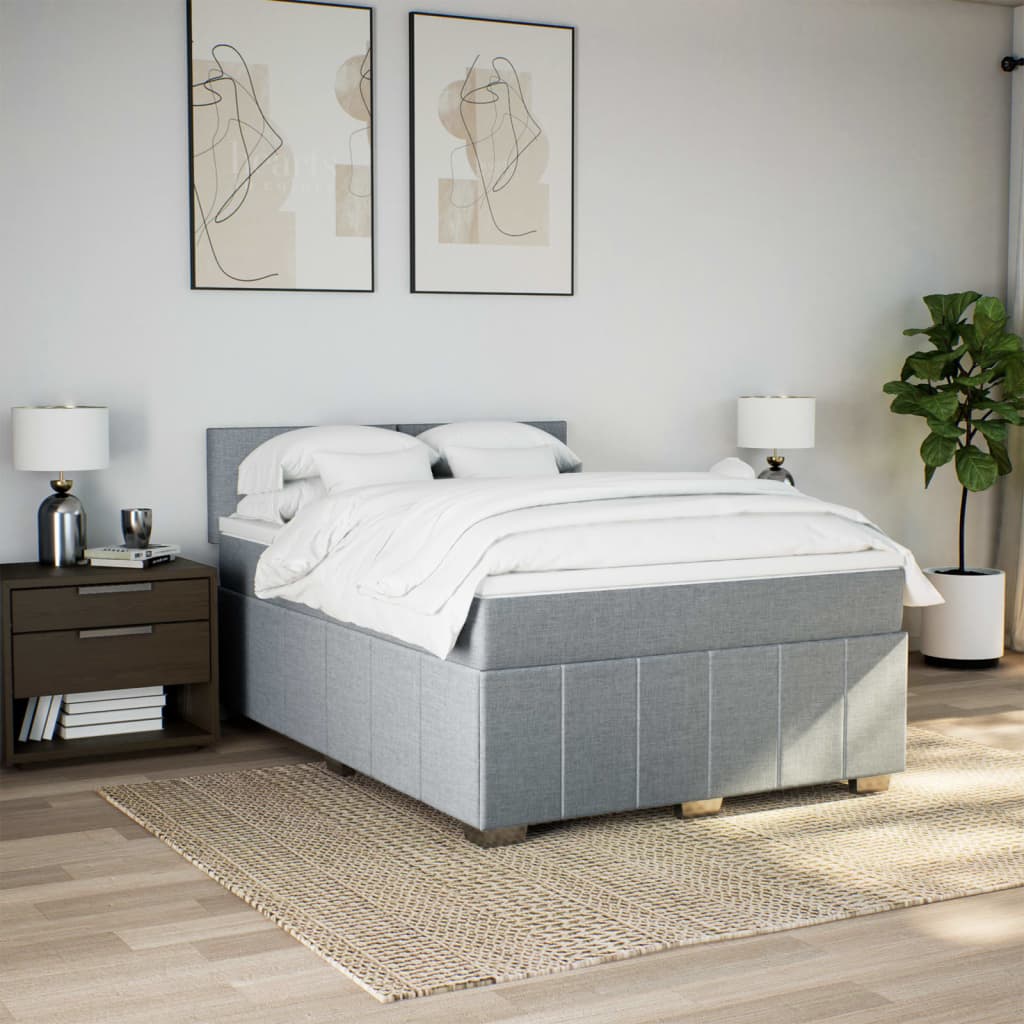 Boxspring met matras stof lichtgrijs 160x200 cm is nu te koop bij PeponiXL, paradijselijk wonen!
