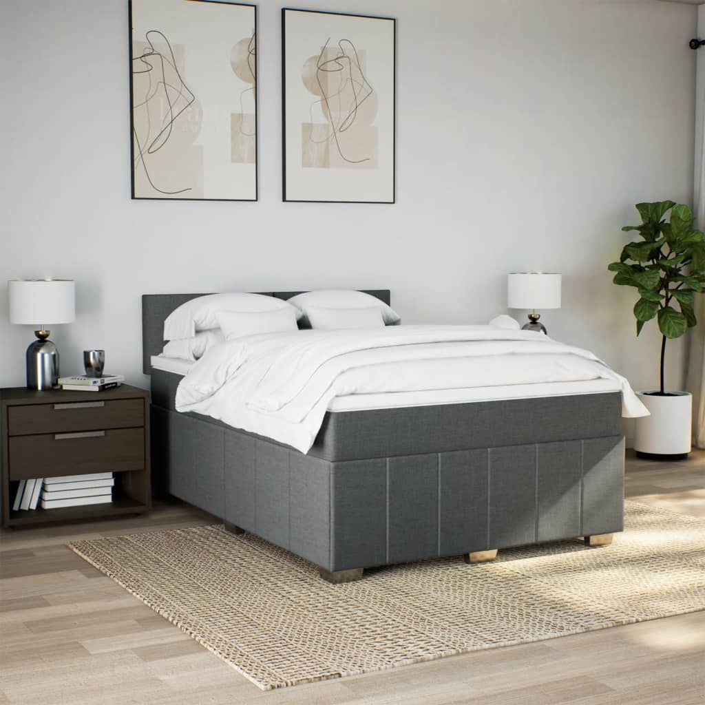 Boxspring met matras stof donkergrijs 160x200 cm is nu te koop bij PeponiXL, paradijselijk wonen!