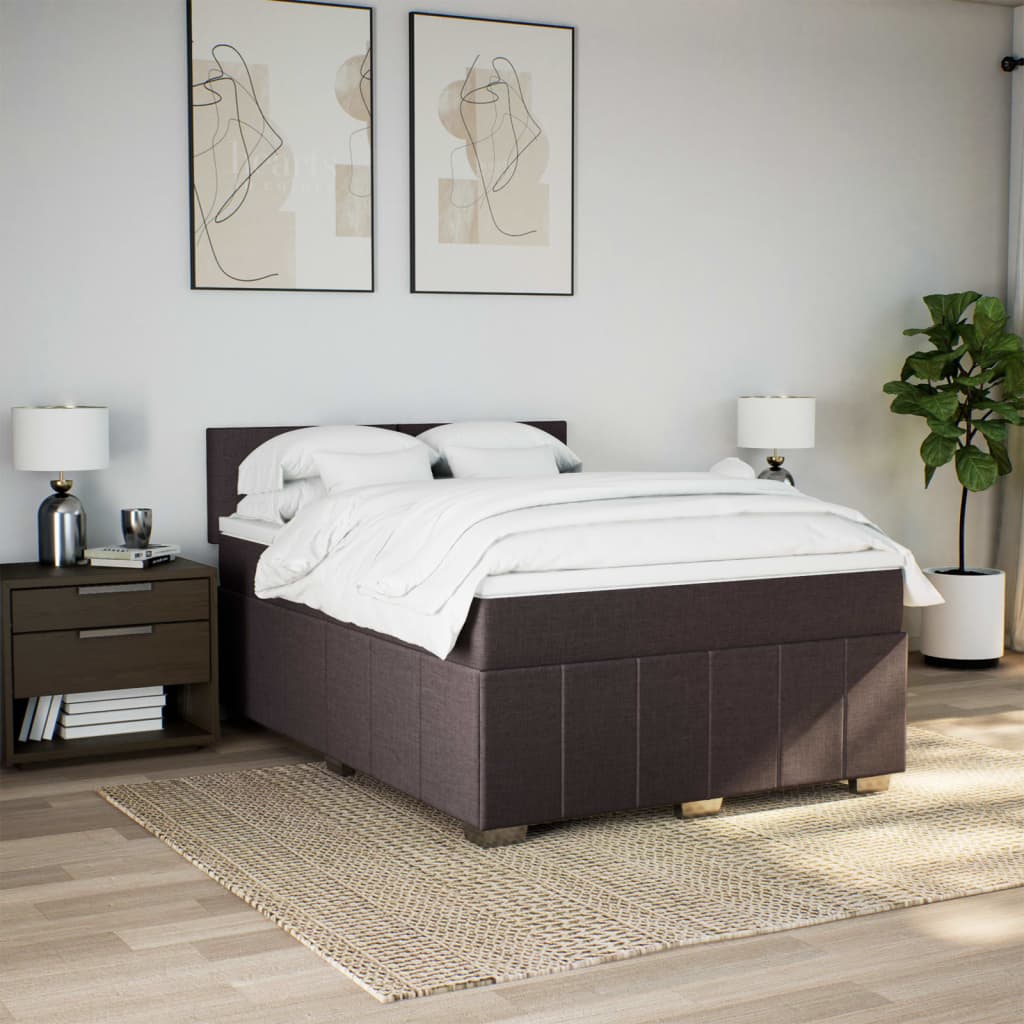 Boxspring met matras stof donkerbruin 160x200 cm is nu te koop bij PeponiXL, paradijselijk wonen!