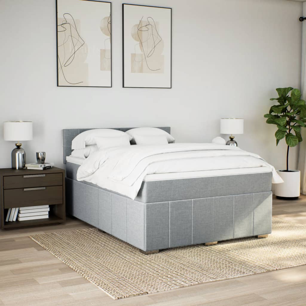 Boxspring met matras stof lichtgrijs 160x200 cm is nu te koop bij PeponiXL, paradijselijk wonen!