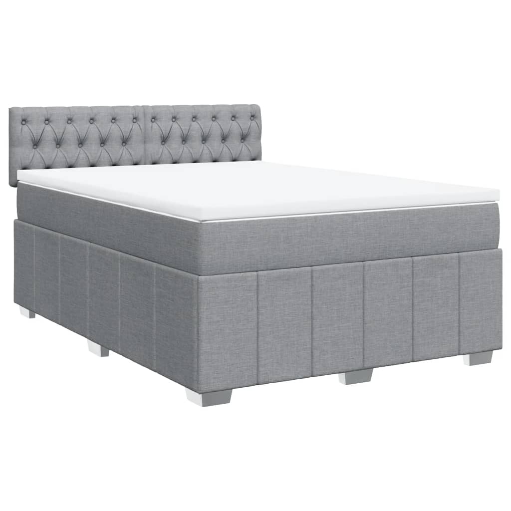 Boxspring met matras stof lichtgrijs 160x200 cm is nu te koop bij PeponiXL, paradijselijk wonen!