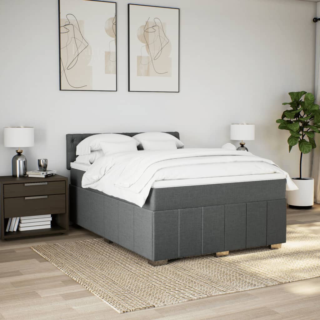 Boxspring met matras stof donkergrijs 160x200 cm is nu te koop bij PeponiXL, paradijselijk wonen!