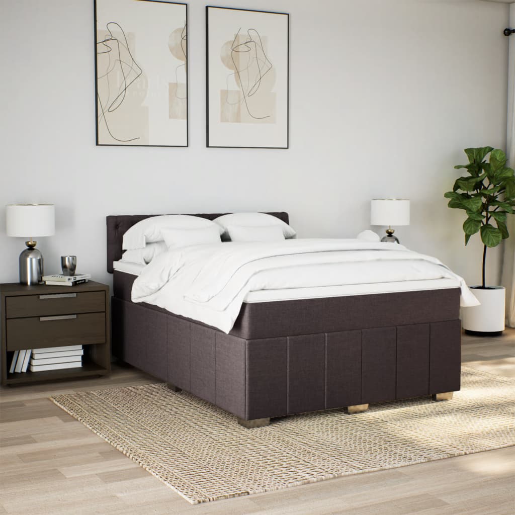 Boxspring met matras stof donkerbruin 160x200 cm is nu te koop bij PeponiXL, paradijselijk wonen!