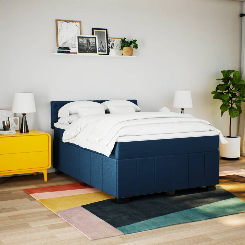 Boxspring met matras stof blauw 160x200 cm is nu te koop bij PeponiXL, paradijselijk wonen!