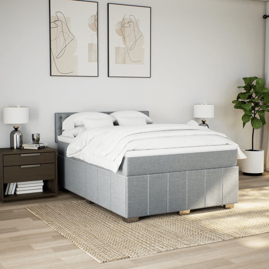 Boxspring met matras stof lichtgrijs 160x200 cm is nu te koop bij PeponiXL, paradijselijk wonen!