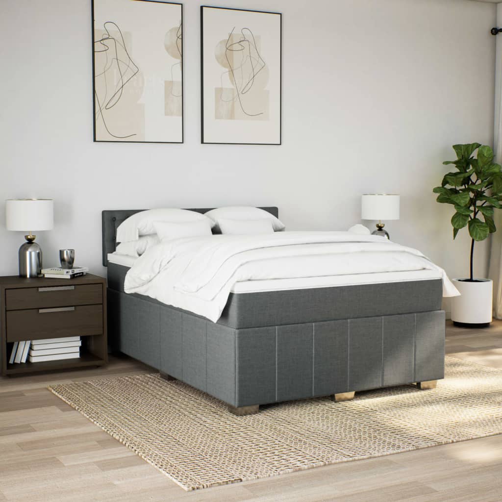 Boxspring met matras stof donkergrijs 160x200 cm is nu te koop bij PeponiXL, paradijselijk wonen!