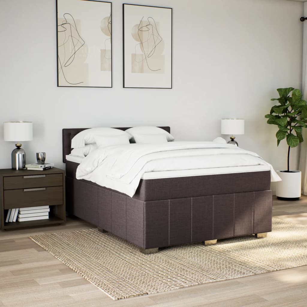 Boxspring met matras stof donkerbruin 160x200 cm is nu te koop bij PeponiXL, paradijselijk wonen!