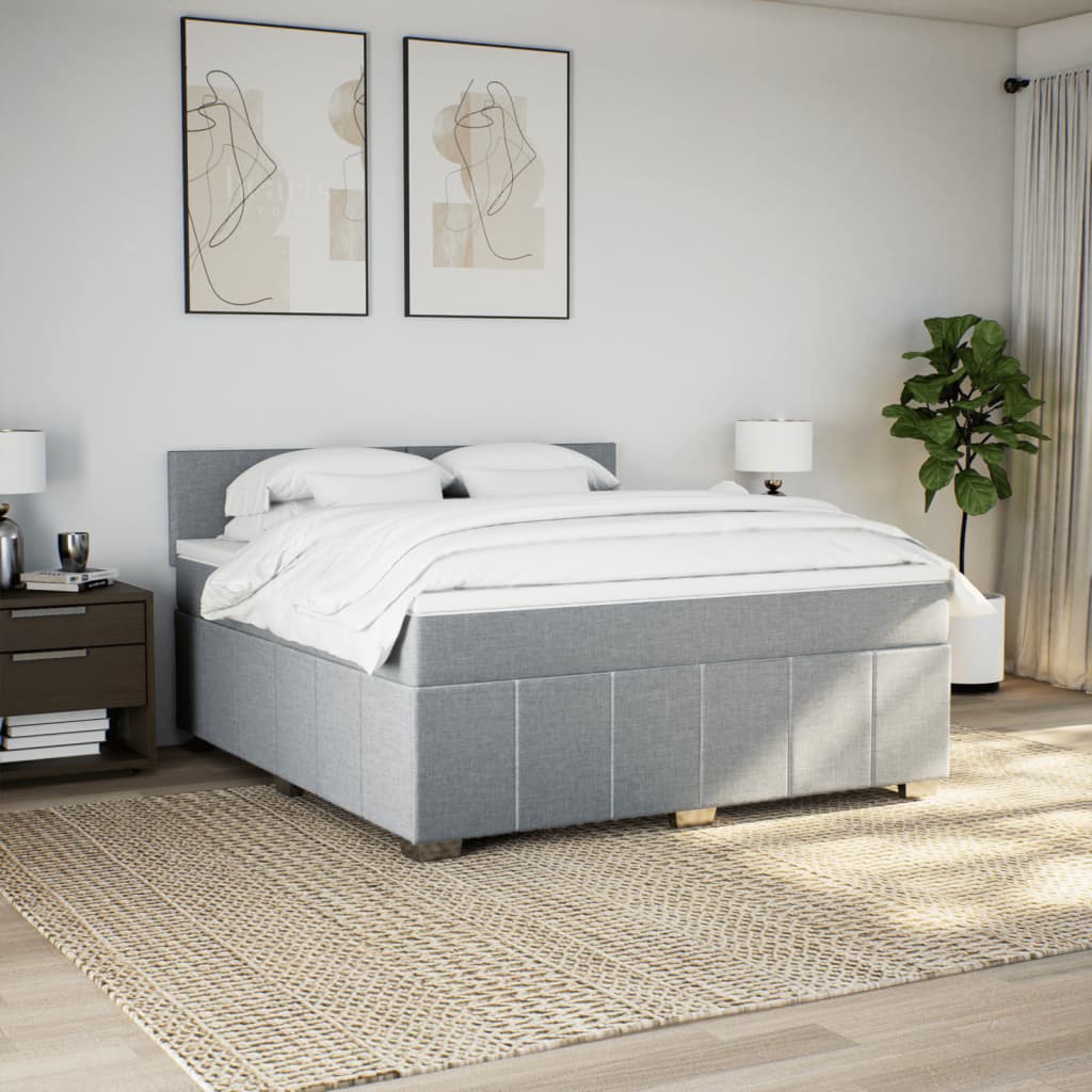 Boxspring met matras stof lichtgrijs 180x200 cm is nu te koop bij PeponiXL, paradijselijk wonen!