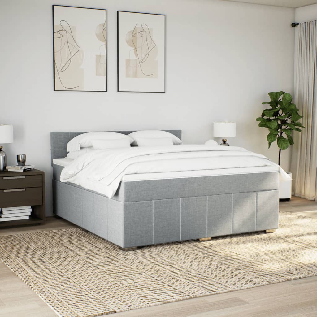 Boxspring met matras stof lichtgrijs 180x200 cm is nu te koop bij PeponiXL, paradijselijk wonen!