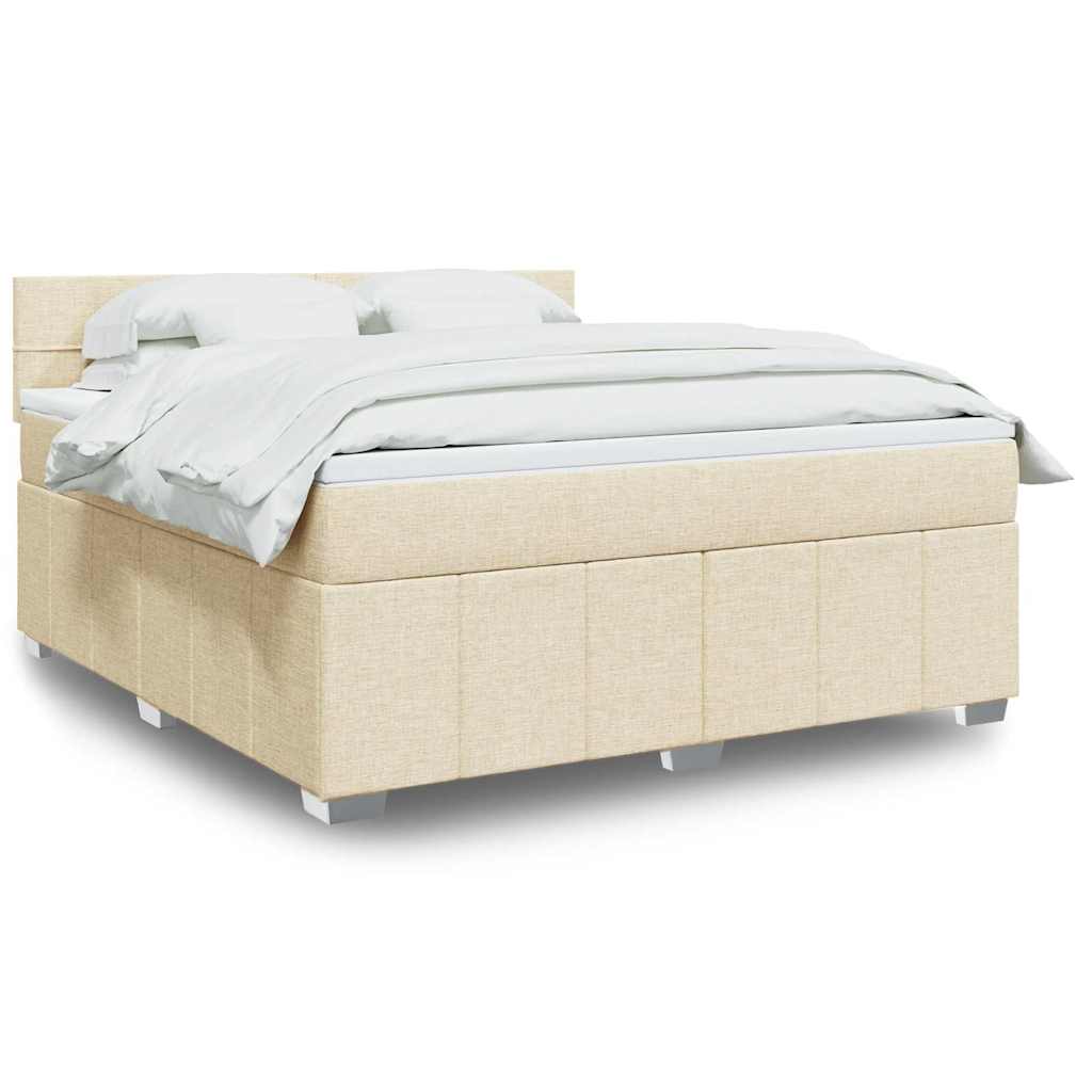 Boxspring met matras stof crèmekleurig 180x200 cm is nu te koop bij PeponiXL, paradijselijk wonen!