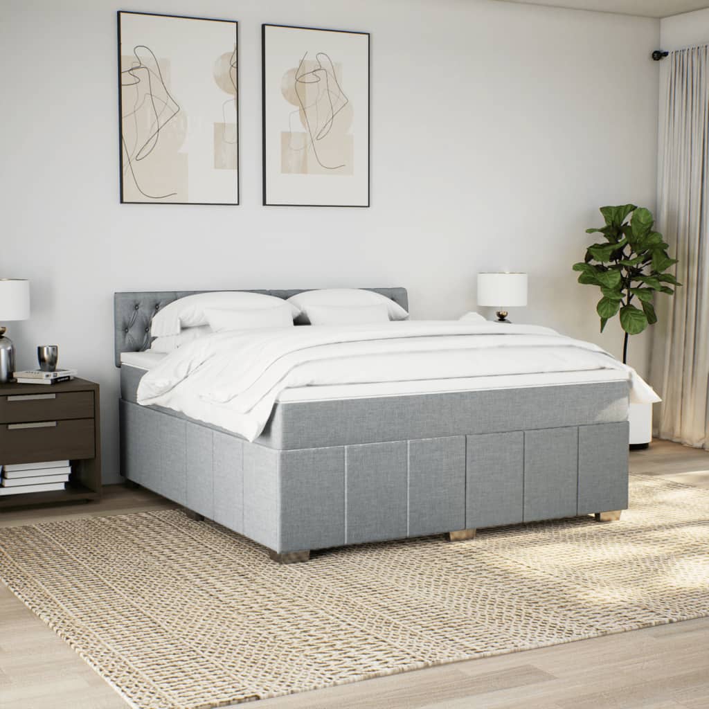 Boxspring met matras stof lichtgrijs 180x200 cm is nu te koop bij PeponiXL, paradijselijk wonen!