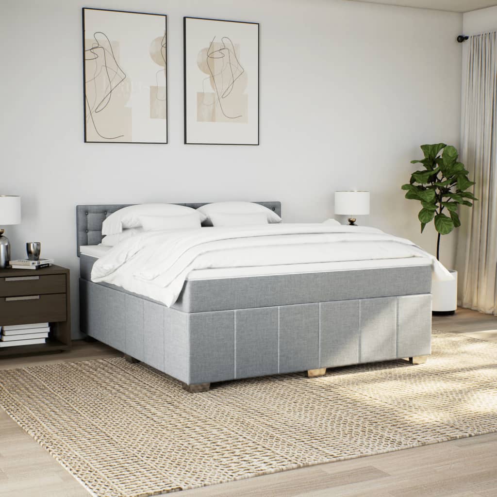 Boxspring met matras stof lichtgrijs 180x200 cm is nu te koop bij PeponiXL, paradijselijk wonen!