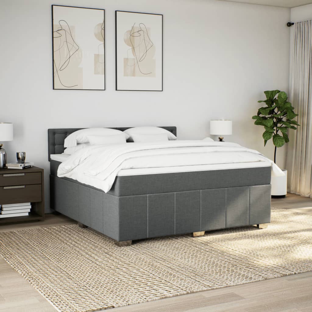 Boxspring met matras stof donkergrijs 180x200 cm is nu te koop bij PeponiXL, paradijselijk wonen!
