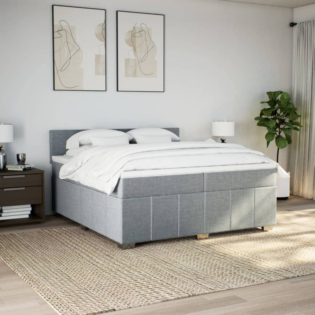 Boxspring met matras stof lichtgrijs 200x200 cm is nu te koop bij PeponiXL, paradijselijk wonen!