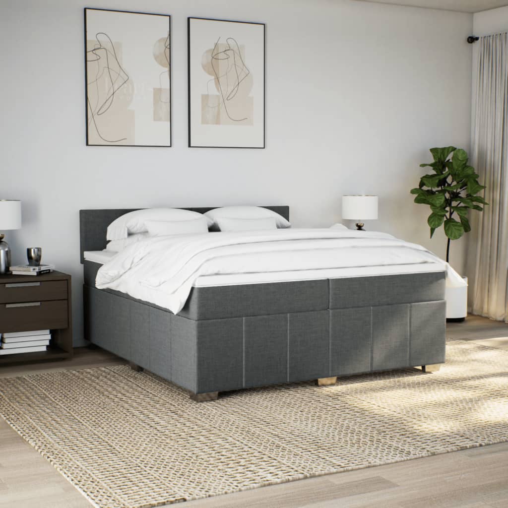 Boxspring met matras stof donkergrijs 200x200 cm is nu te koop bij PeponiXL, paradijselijk wonen!