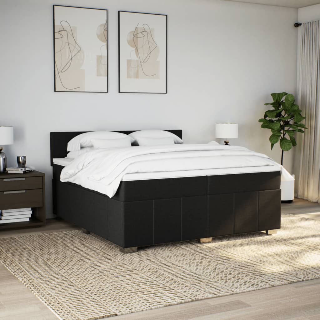 Boxspring met matras stof zwart 200x200 cm is nu te koop bij PeponiXL, paradijselijk wonen!