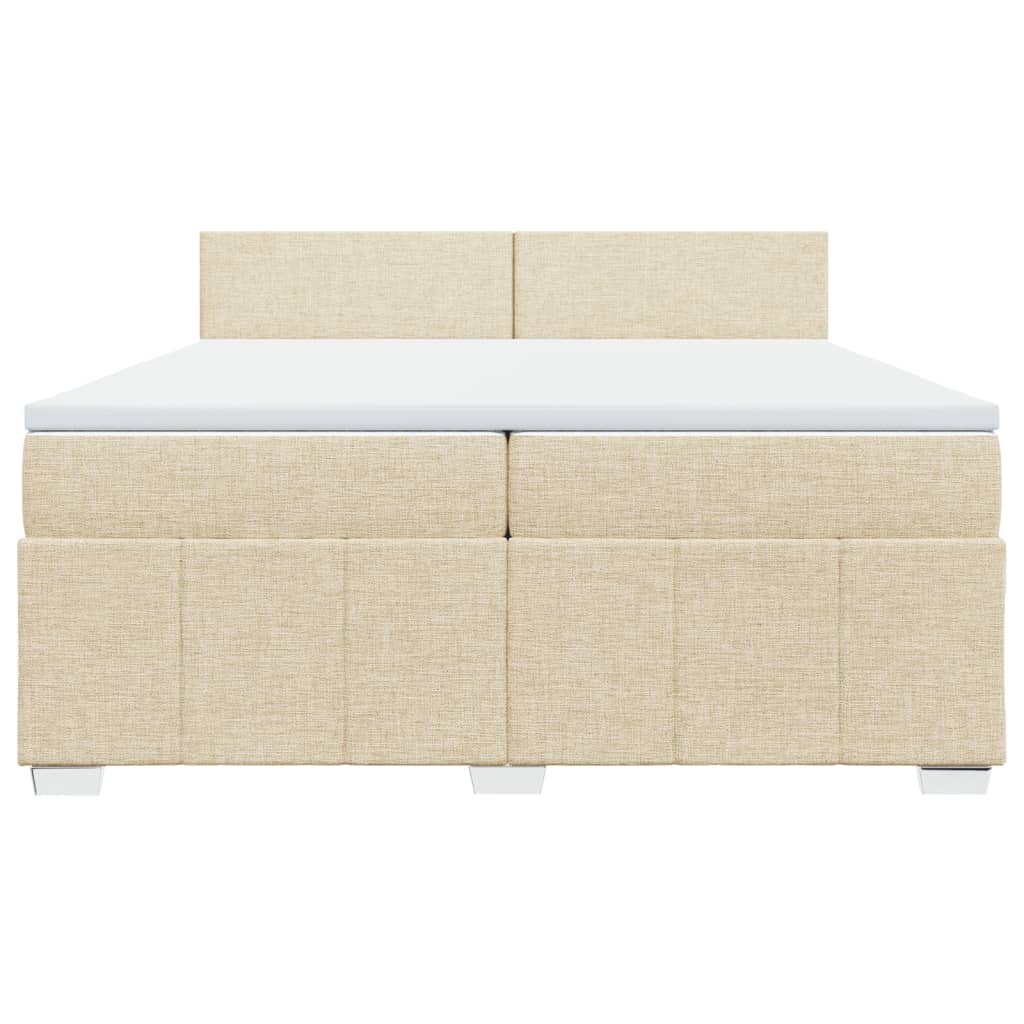 Boxspring met matras stof crèmekleurig 200x200 cm is nu te koop bij PeponiXL, paradijselijk wonen!