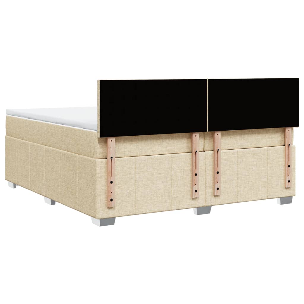 Boxspring met matras stof crèmekleurig 200x200 cm is nu te koop bij PeponiXL, paradijselijk wonen!