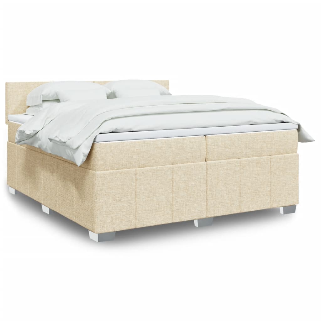 Boxspring met matras stof crèmekleurig 200x200 cm is nu te koop bij PeponiXL, paradijselijk wonen!