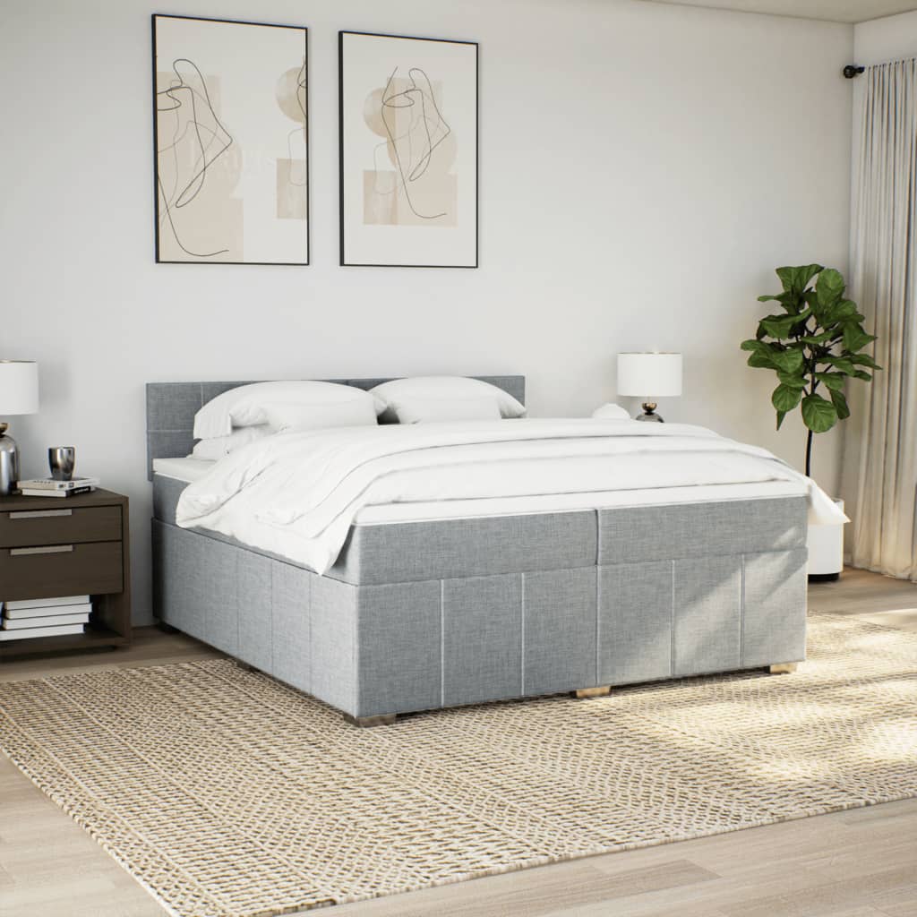 Boxspring met matras stof lichtgrijs 200x200 cm is nu te koop bij PeponiXL, paradijselijk wonen!