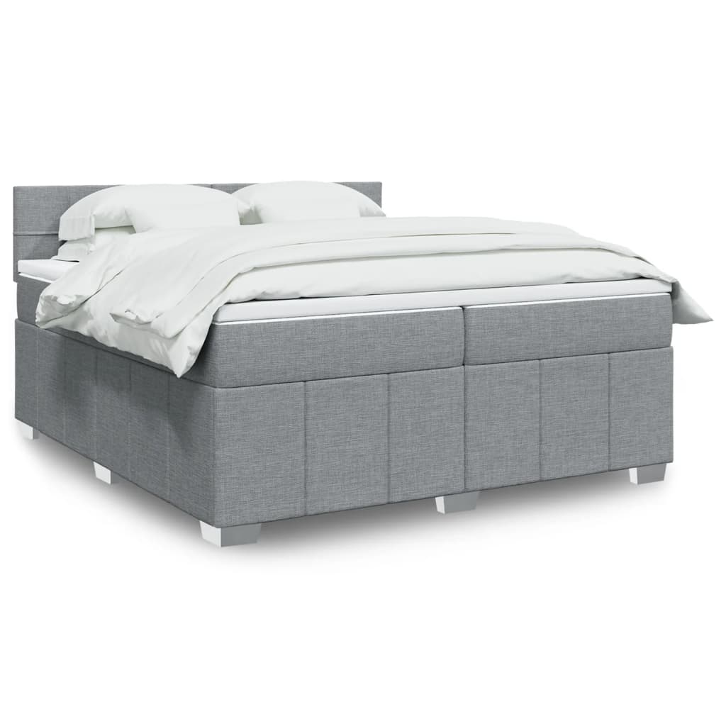 Boxspring met matras stof lichtgrijs 200x200 cm is nu te koop bij PeponiXL, paradijselijk wonen!