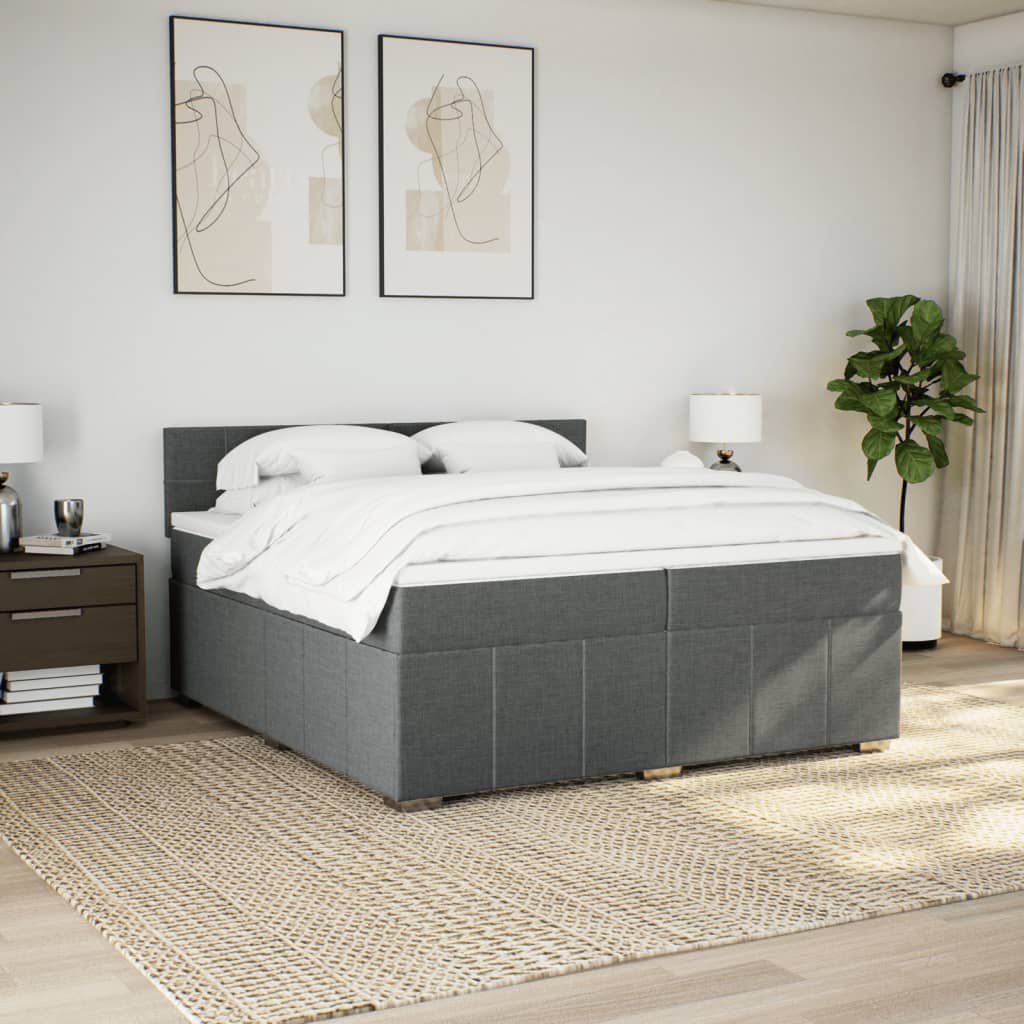 Boxspring met matras stof donkergrijs 200x200 cm is nu te koop bij PeponiXL, paradijselijk wonen!