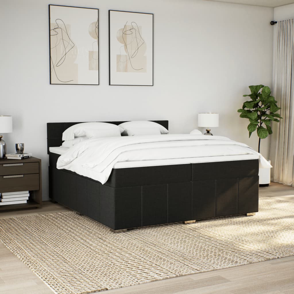 Boxspring met matras stof zwart 200x200 cm is nu te koop bij PeponiXL, paradijselijk wonen!