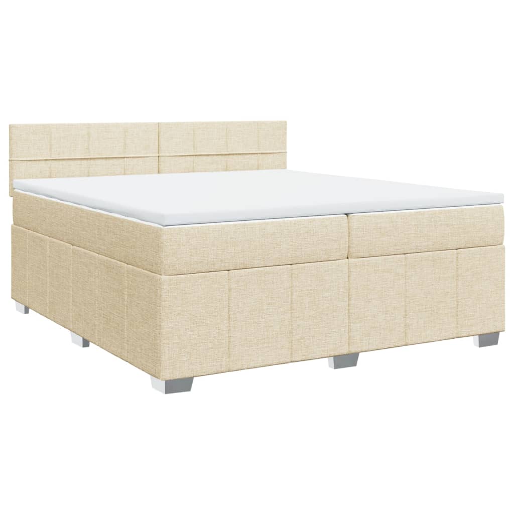 Boxspring met matras stof crèmekleurig 200x200 cm is nu te koop bij PeponiXL, paradijselijk wonen!