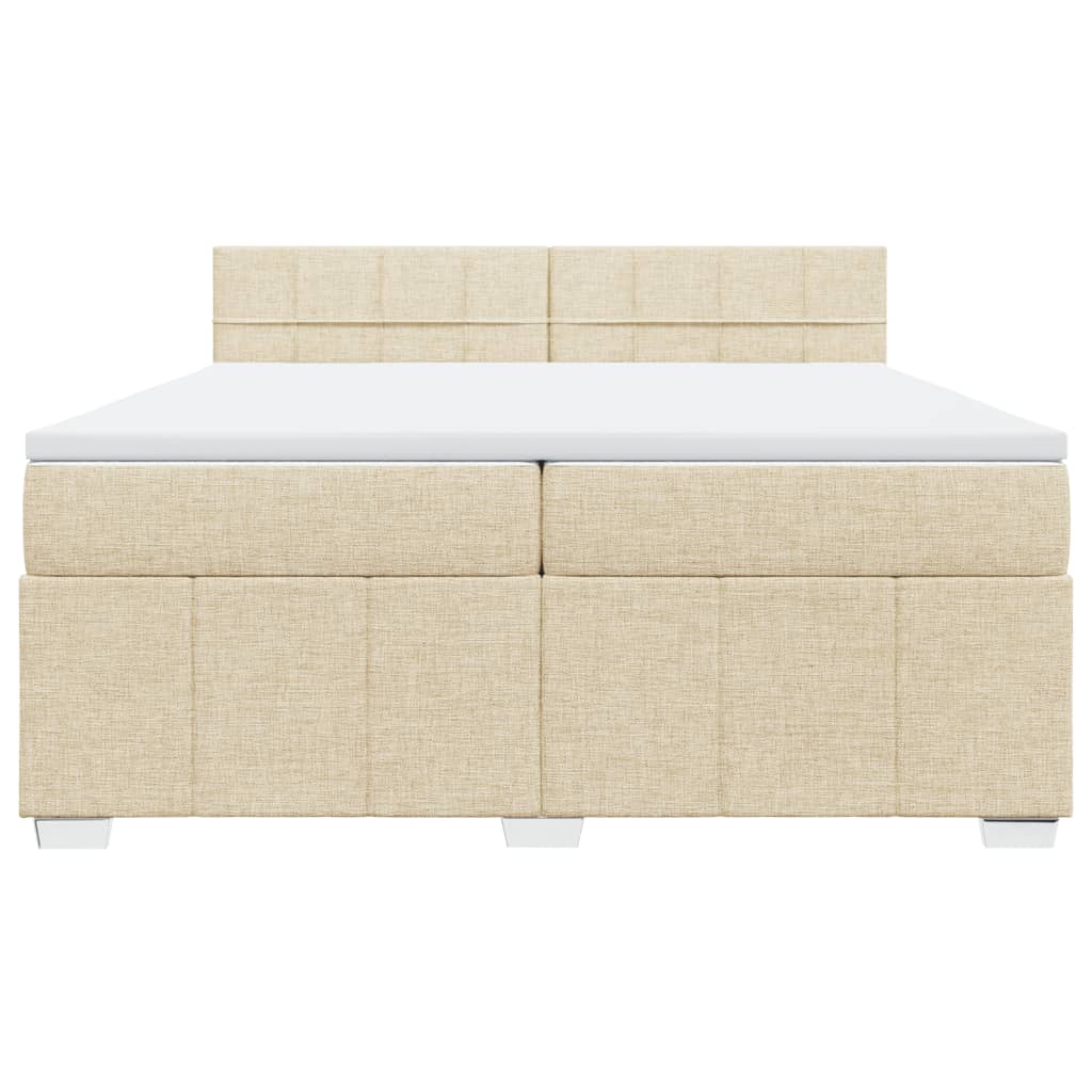 Boxspring met matras stof crèmekleurig 200x200 cm is nu te koop bij PeponiXL, paradijselijk wonen!